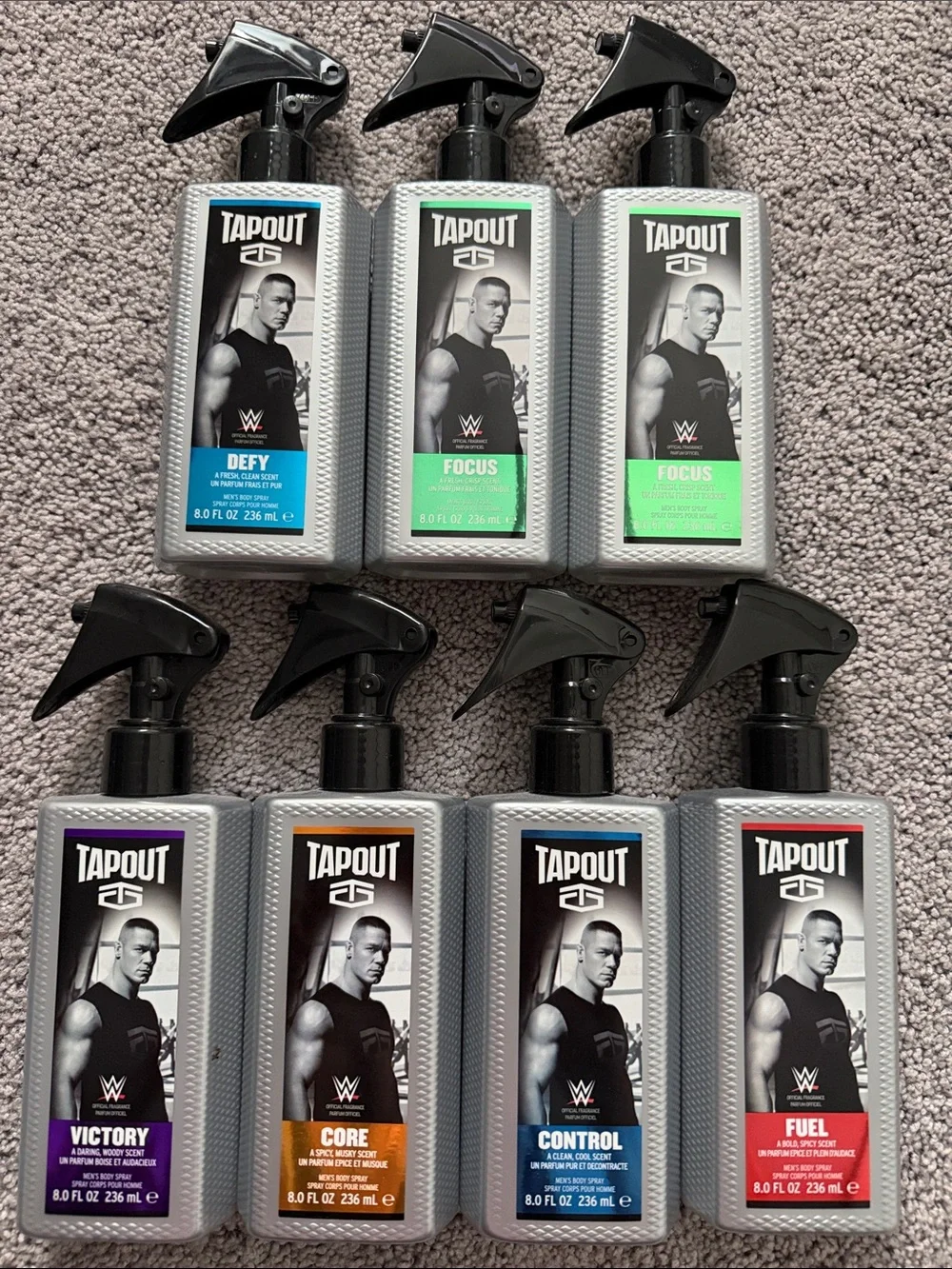 Lot of 8 WWE John Cena Tapout 8 oz Body Sprays - Multiple Scents